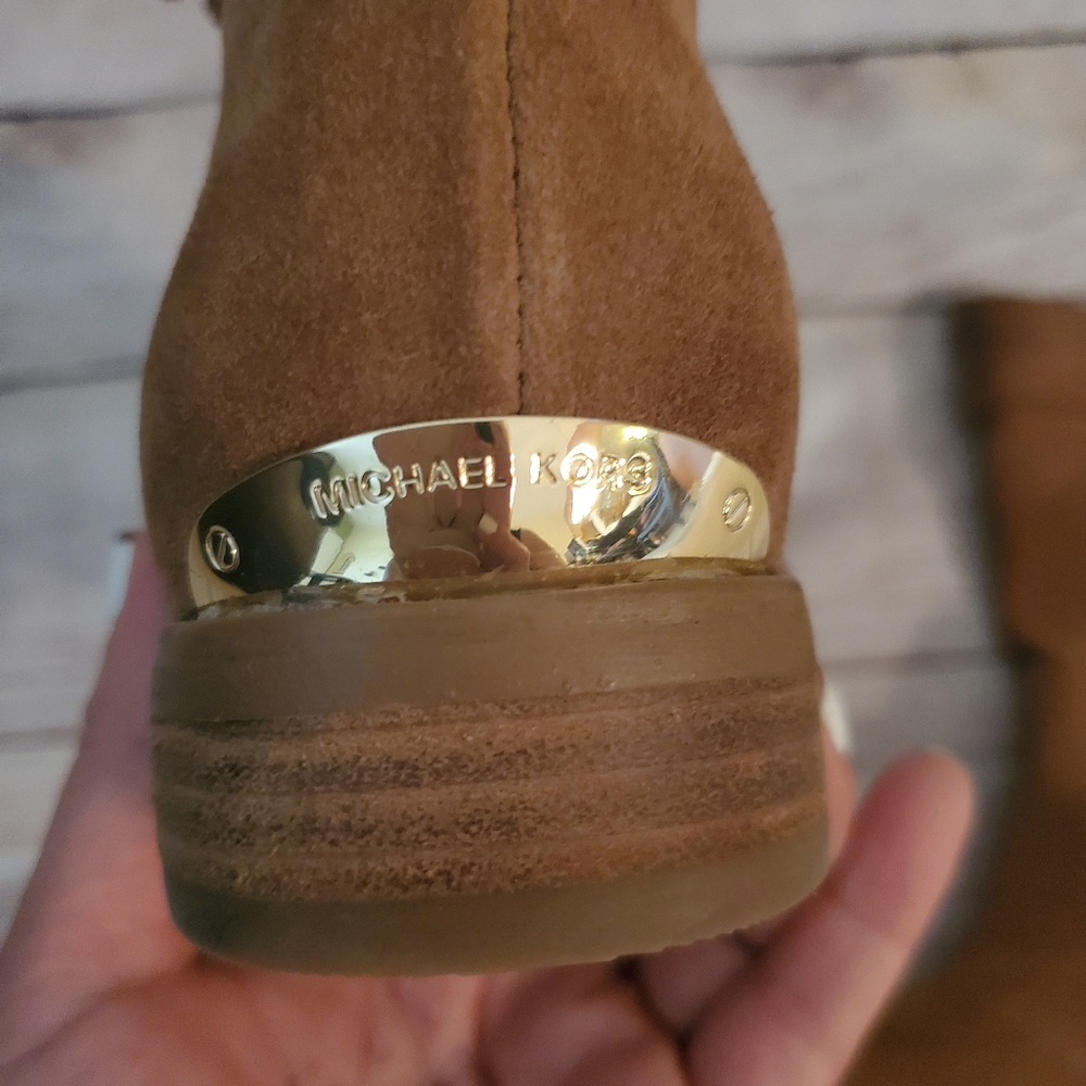 Michael Kors Rhea Dark Carmel Suede Mid Calf Fring - Picture 11 of 14